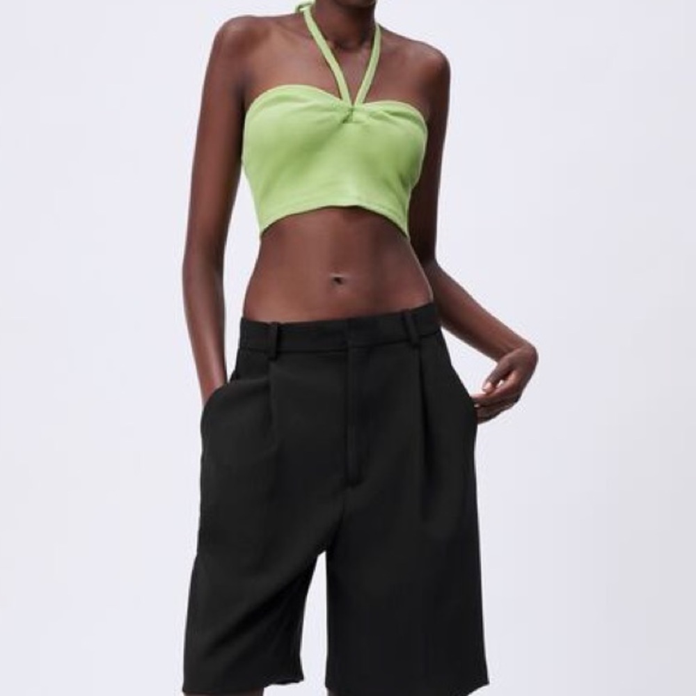 Zara Light Green Sweetheart Neck Top